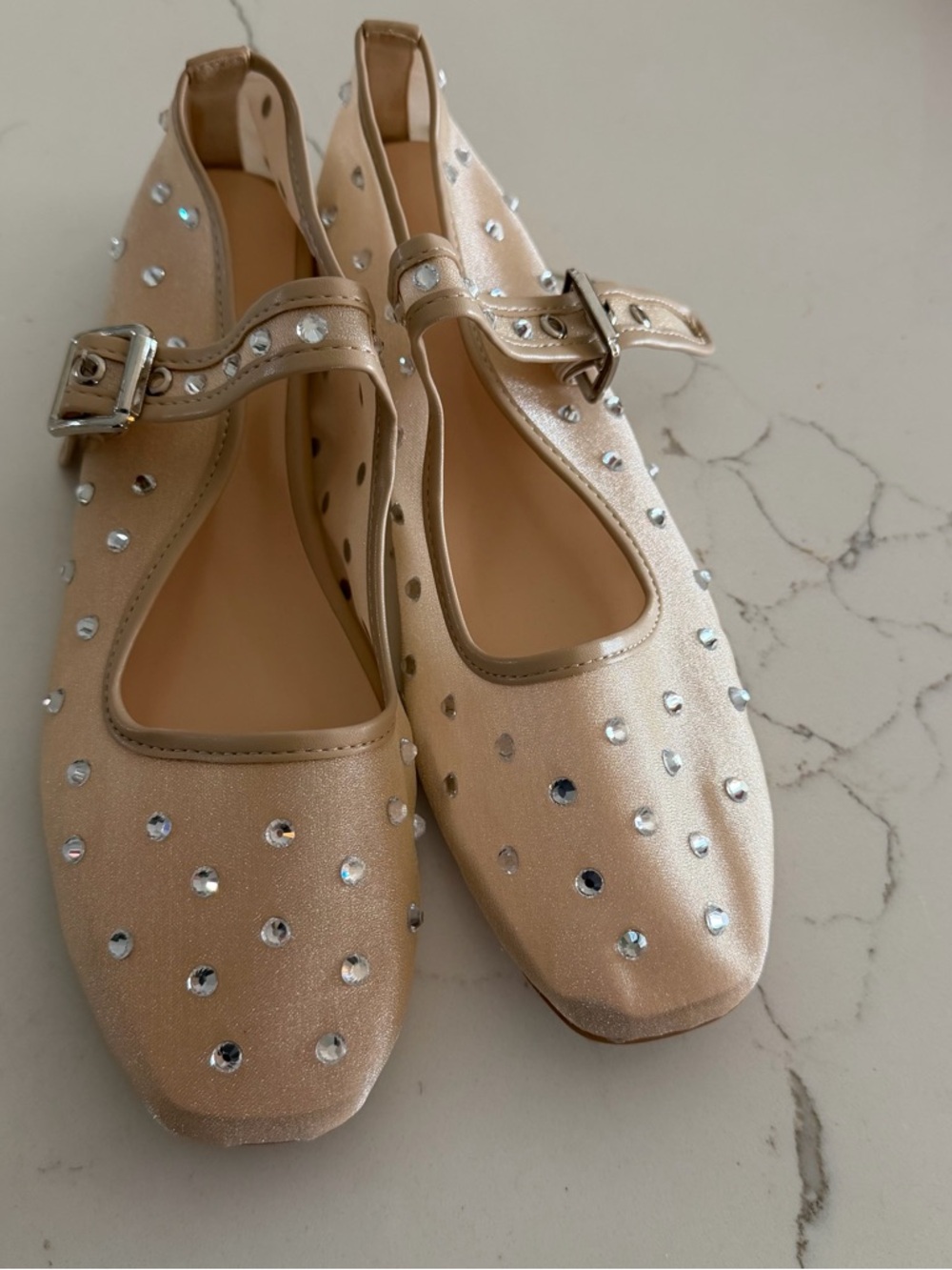 Women's Embellished Mary Jane Flats - Champagne